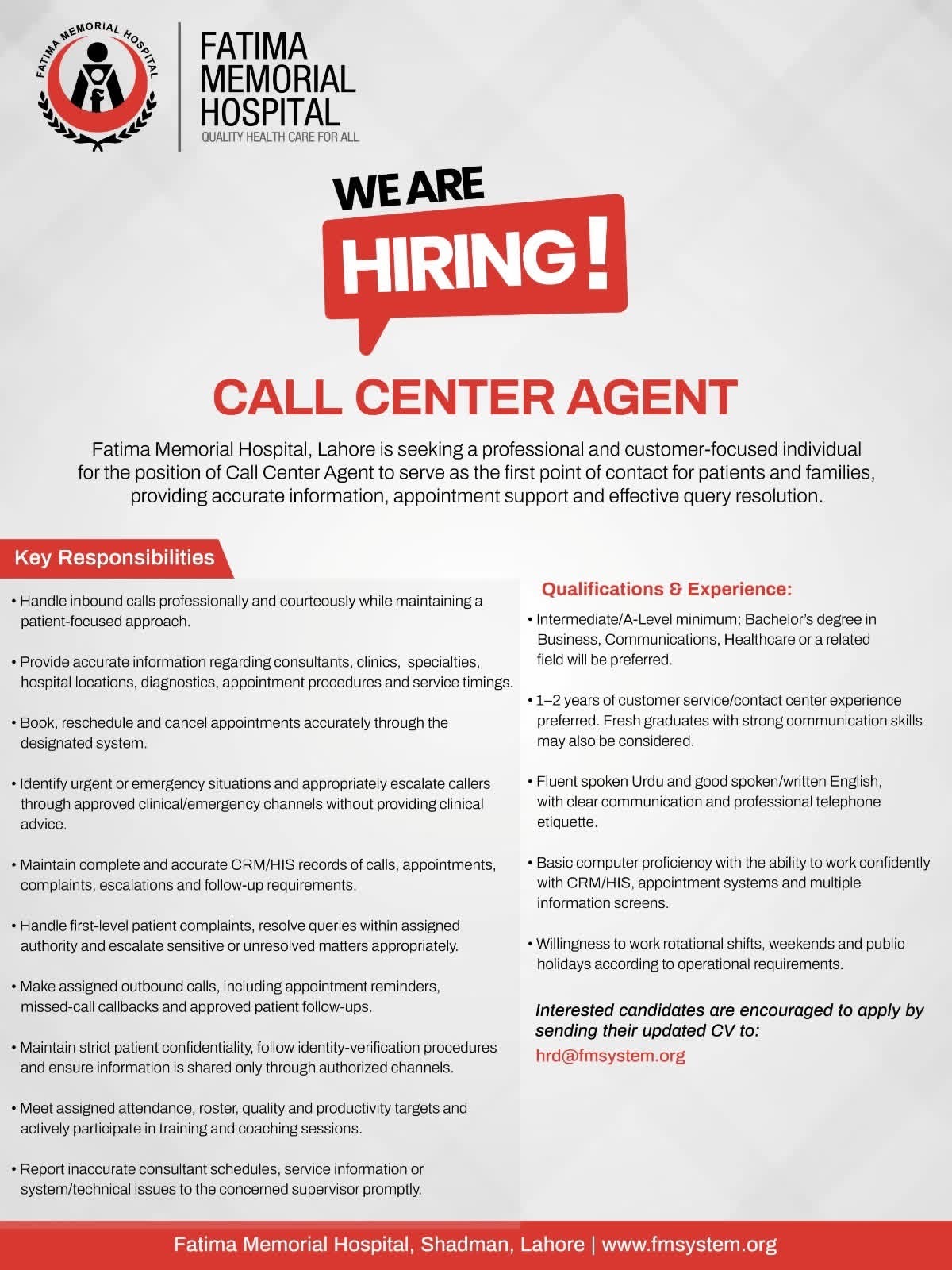 Call Center Agent