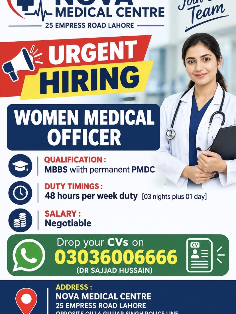 Women Medical Officer – Nova Medical Centre
