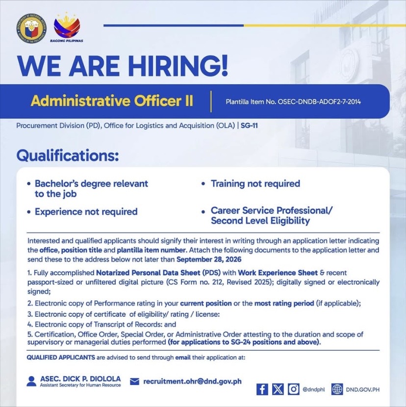 Administrative Officer – Office for Logistics and Acquisition (OLA)